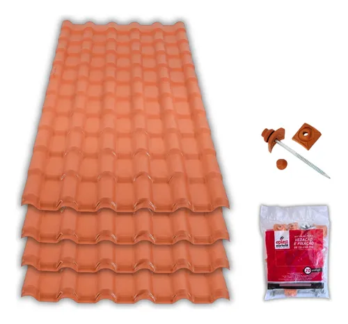 Kit 10 Telha Nortelit Pvc Plan 2.41x0.88 + 3 Kit Fixação